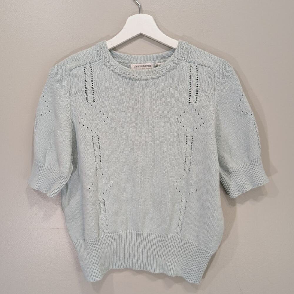 Liz Claibourne Short Sleeve Sweater Retro Y2K Cotton Chic Casual - Size L